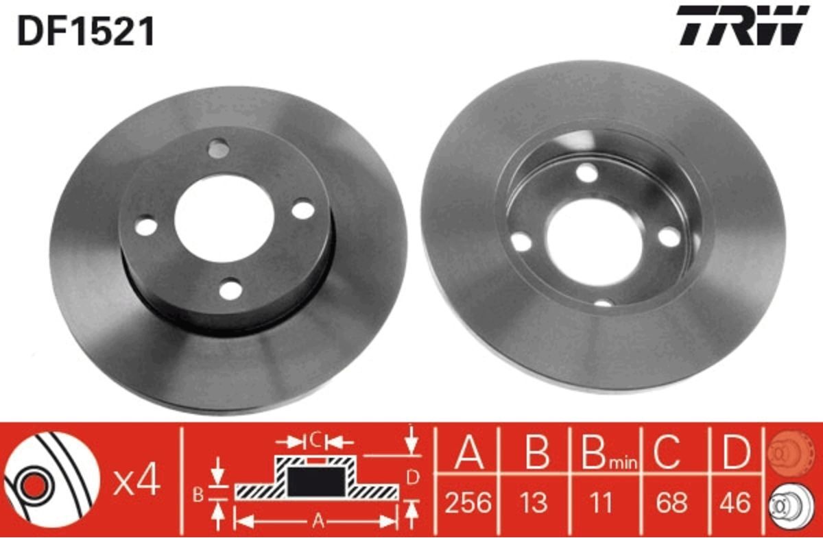 Bremsscheibe TRW DF1521 vorne, voll, 1 Stück