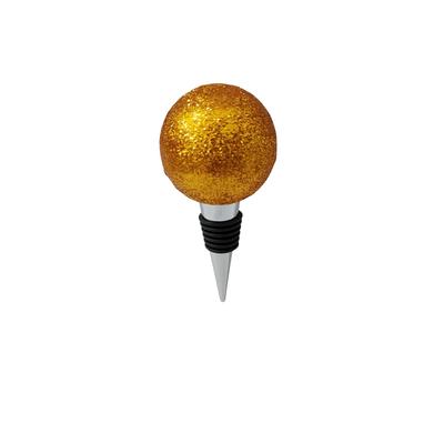 Flaschenverschluss AM DESIGN "Kugel", gold (orange), B:5cm H:8cm L:5cm, Polyresin, Flaschenverschlüsse, 3er Set, 5x9 cm