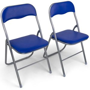 Haest Klappstuhl ST-HA-PVC, blau, aus Metall, gepolstert, Kunstlederbezug, bis 120kg, 2 Stück