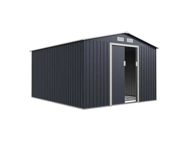 Juskys Geräteschuppen XXL Anthrazit, Metall, 282x190x314 cm, Gartenzubehör, Geräteschuppen