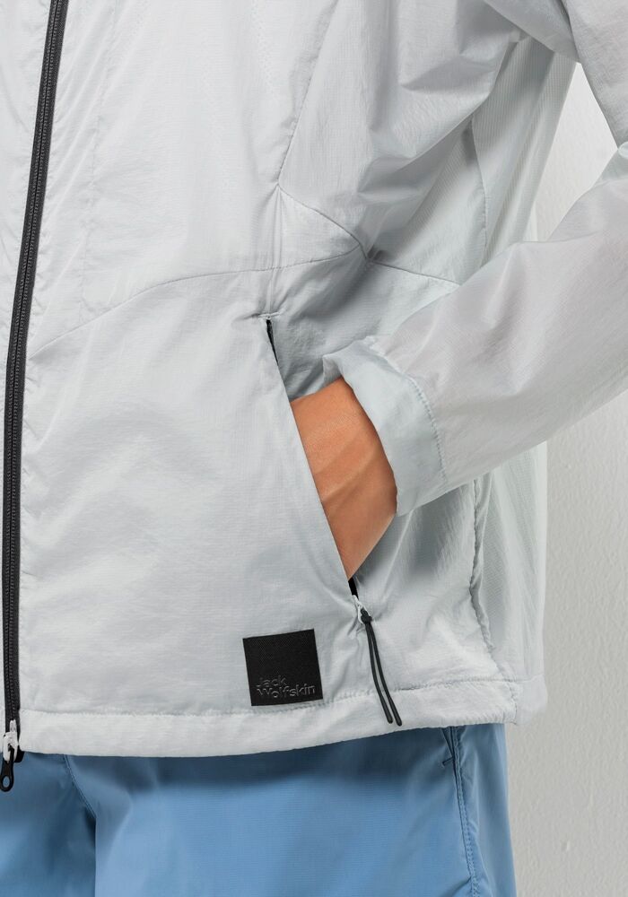 Funktionsjacke JACK WOLFSKIN "WANDERJAHR JKT W", Damen, Gr. XL (46), grau (cool, grau), OBERSTOFF: 100% POLYAMID. Futter: 100% POLYESTER, Jacken Funktionsjacke, mit Kapuze, windabweisend, wasserabweisend, atmungsaktiv cool, grau XL (46)