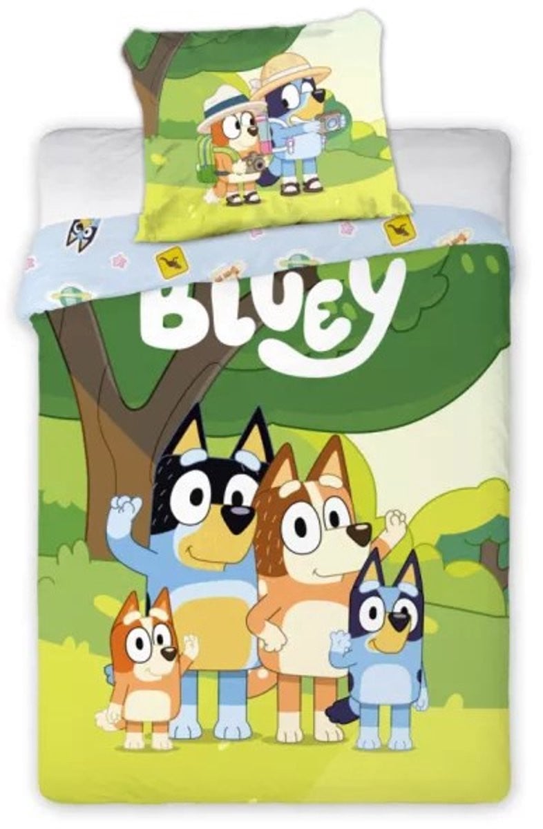 Bluey Dekbedovertrek voor kinderen, Nature, 140 x 200 cm