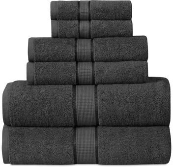 Cozy Trends Luxurious 100% Cotton Absorbent 600 GSM 6 Piece Bathroom Towel Set 2 Washcloths, 2 Hand Towels, 2 Bath Towels