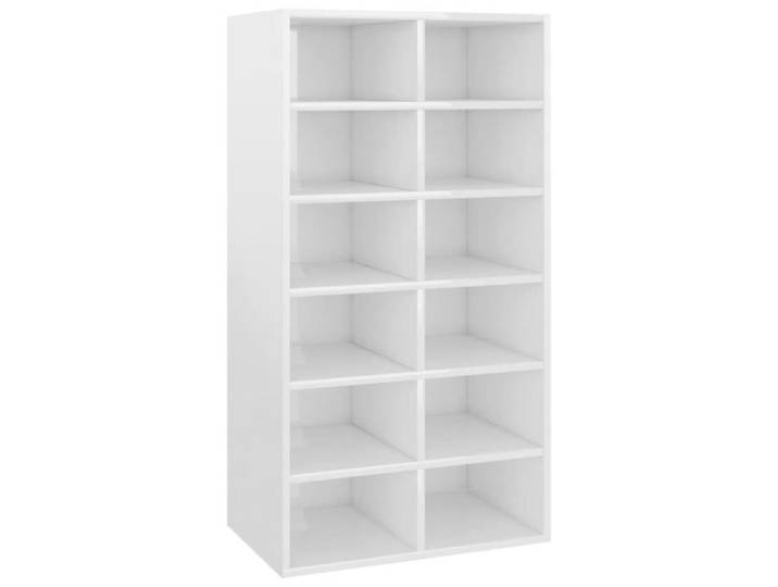 Étagère à chaussures OMABETA - Blanc brillant - 54x34x100 5 cm - 12 étagères