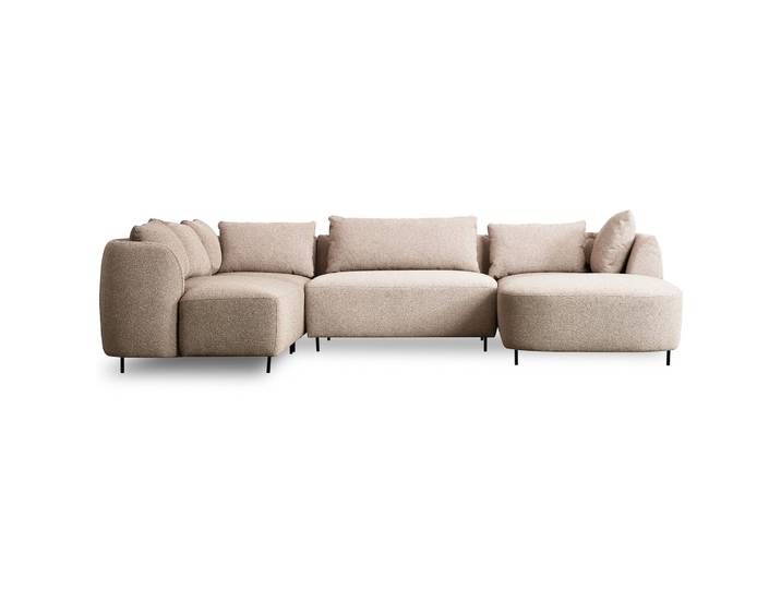 Modulares Ecksofa Lanomi U-förmig, linksseitig, beige Bouclé