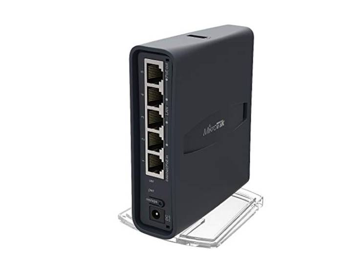 Mikrotik HAP AC Lite Tower zwarte ethernet-verbinding ondersteunt stroomvoorziening via deze poort (PoE),zwart.