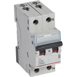 Legrand, Schutzschalter, LS-SCHALTER C20A 1P+N 10KA 2M (404189 TX3)