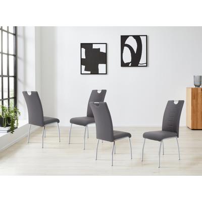 Esszimmerstuhl HELA "Andrea", grau (grau, silberfarben), B:43cm H:100cm T:64cm, 97% Polyurethan, 3% Baumwolle;Kunstleder, Stühle, Esszimmerstuhl, 2 oder 4 Stück
