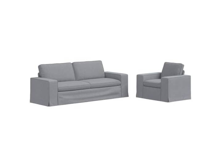 Todiikf 2-Teilig Sofagarnitur Hellgrau Stoff Couch Set Polstermöbel Modulares Couch Set für Wohnzimmer und Schlafzimmer mit bequemer Polsterung und stabilen Metallrahmen.
