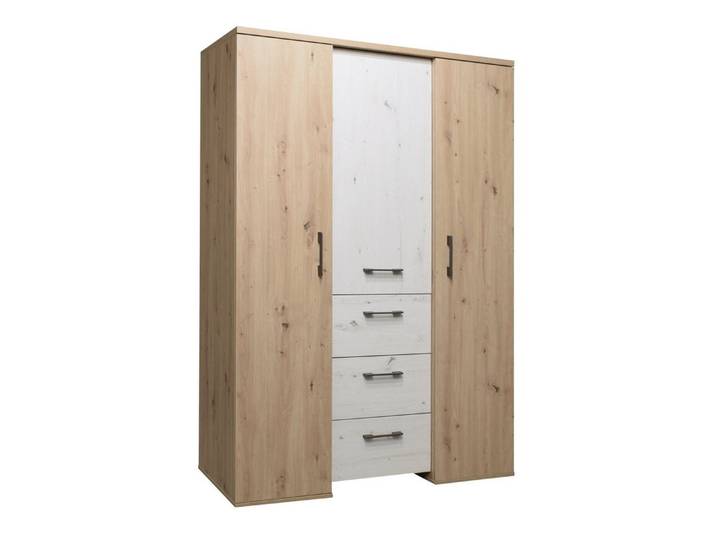 Mäusbacher Drehtürenschrank in asteiche / artisan weiss - 127x186x54 (BxHxT)