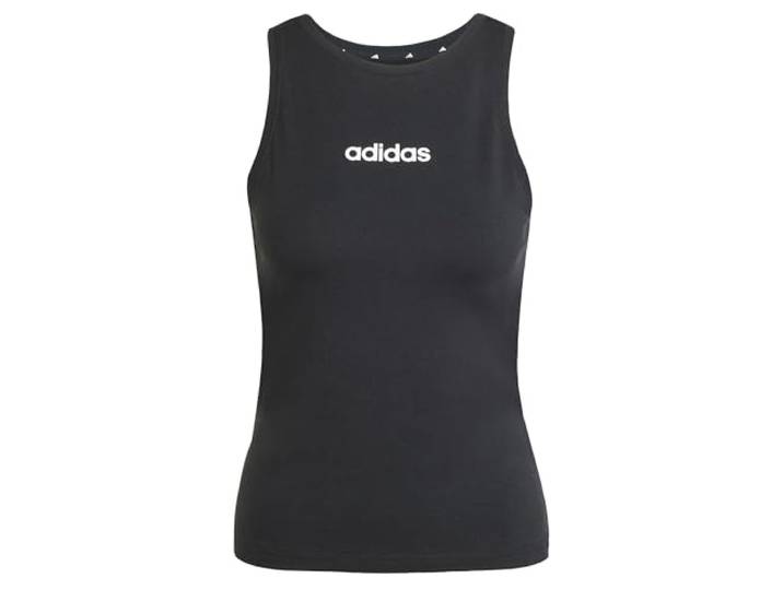 adidas Damen Essentials Linear Slim Cotton Tank Shirt, Black/White, M