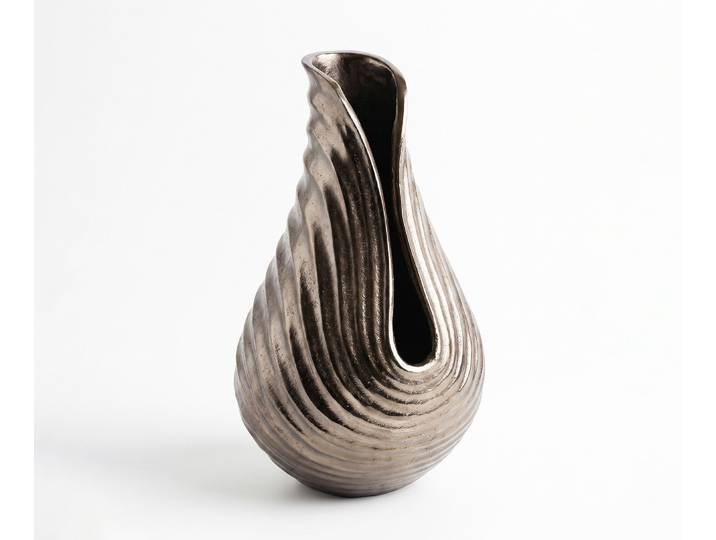 DELIFE Vase Helixa B20 x T21 x H35 cm Aluminium Mokka Bronze Gegossen, Wohnaccessoires