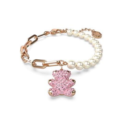 Armband SWAROVSKI "TEDDY" Gr. M, rosa (roségoldfarben, rosa, weiß, rosa), Armbänder, Damen, M, Metall Perlen, Metall, Perlen, Armband, mit Swarovski Kristall - mit Swarovski Perle