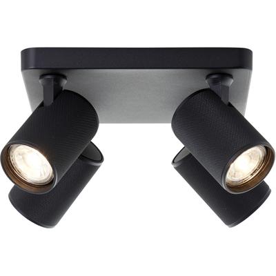 BRILLIANT Deckenstrahler "Marty", braun (sand schwarz), 4, H: 12cm, 1 Stk., Leuchten, Spotplatte schwenkbar, 22 x 22 cm, GU10, 345lm, schwarz, Deckenstrahler