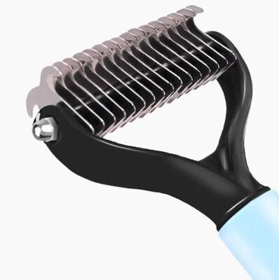 Uplifted Finds Double Sided Dog Grooming Brush For Mats And Tangles s blue