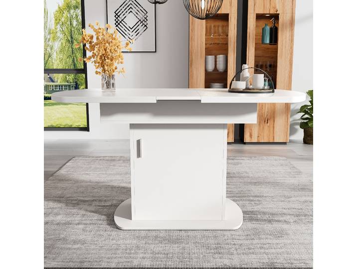 Table à manger ovale extensible, L110/130*W70*H75cm, table à manger avec rangement, table à café/table de loisirs, table à manger moderne minimaliste