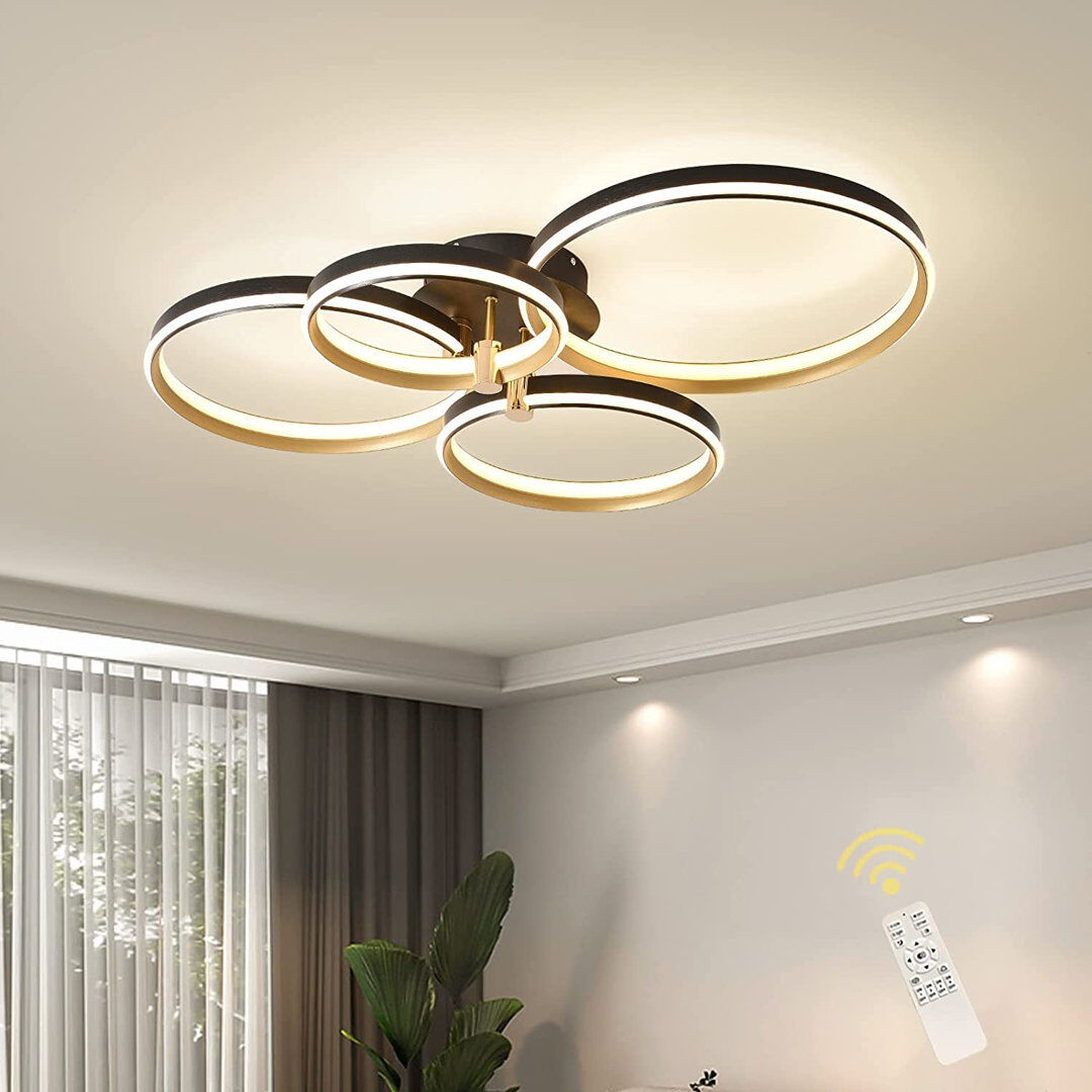 Blue Elephant LED Flush Mount Satin Black;Gold 13cm H X 81cm W X 64cm D