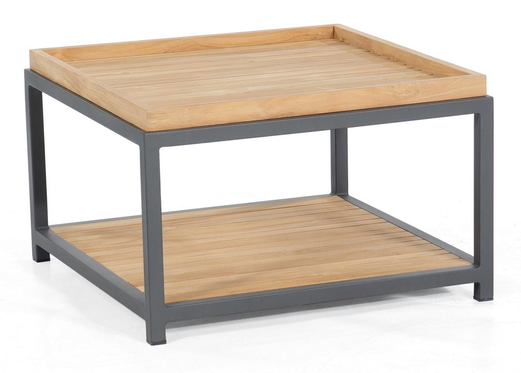 MUESING Lounge-Tisch Square 72x72x45 cm Alu anth razit/Teakholzplatte SonnenPartner 16906164