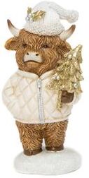 IH Casa Decor Polyresin Highland Cow Holding Tree Figurine