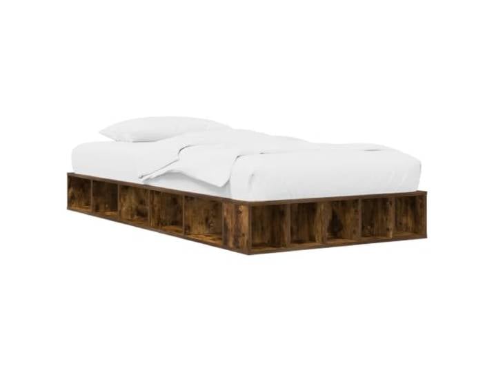 PUGYNBK Bettgestell mit Aufbewahrung, Eiche rauchfarben, 80 x 200 cm Aufwändiges Holz, integrierte Fächer, fester Lattenboden, modernes Design, einfache Wartung