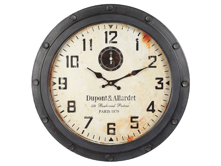 Horloge murale Loft Tôle d’acier laquée 47 x 47 x 6cm Noir