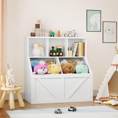 Garvee Kids Bookshelf & Toy Storage Organizer w/ Cabinet & Toy Shelf