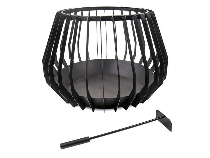 Feuerkorb, Schwarz, Metall, rund, 40 cm, Gartenmöbel, Feuerschalen & Feuerkörbe