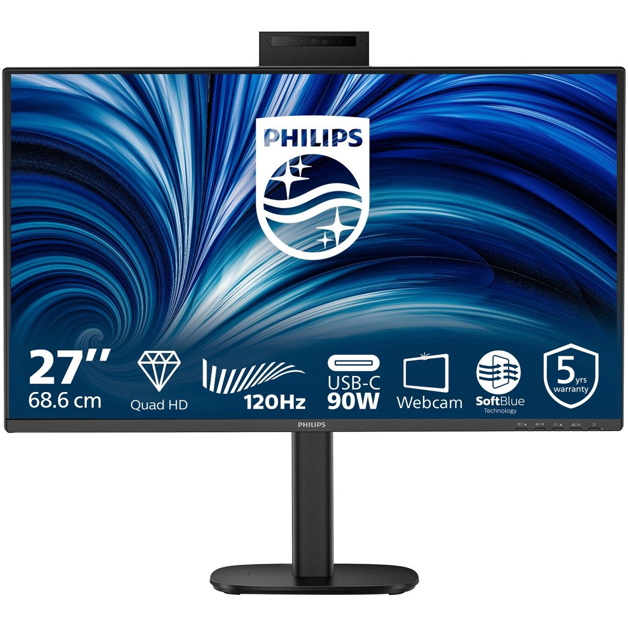 27" (68,58cm) Philips 3000er Serie 27B2U3601H schwarz 2560x1440 1xDisplayPort 1.4 / 1xHDMI 2.1 / 1x USB-C mit Displayport