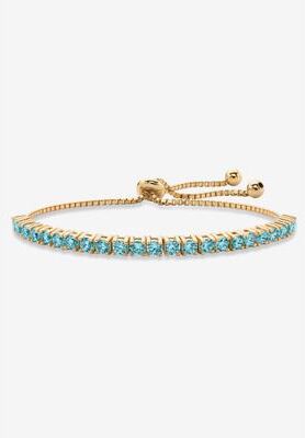 "Gold-Plated Bolo Bracelet, Simulated Birthstone 9.25"" Adjustable by PalmBeach Jewelry in December"