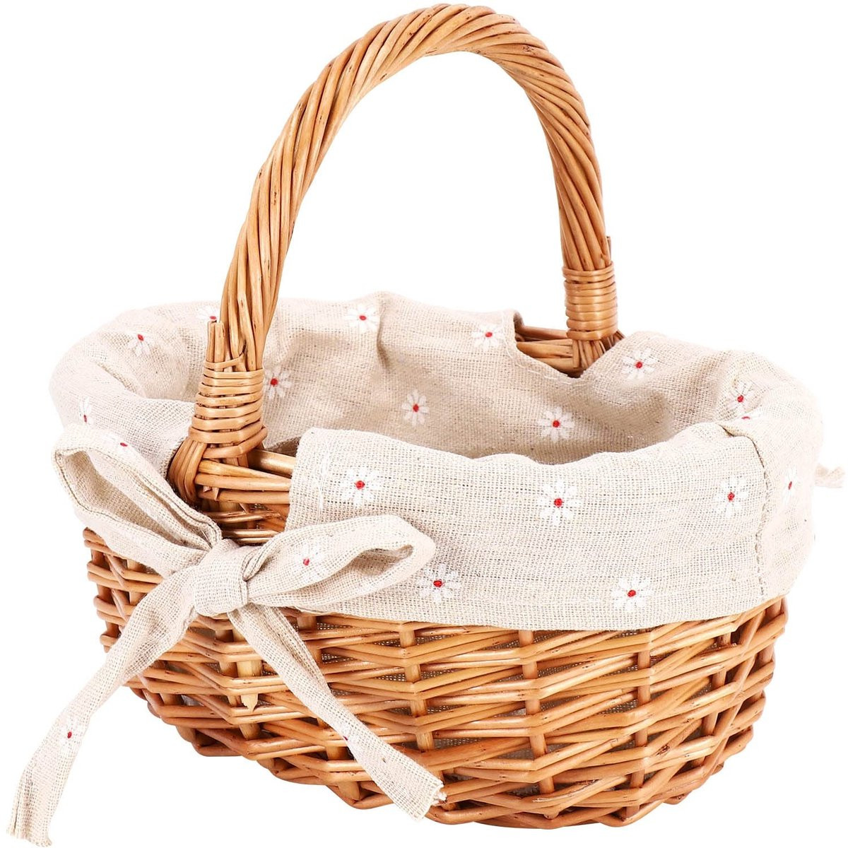 Handgeweven Rieten Opbergmand met Handvatten en Textielvoering