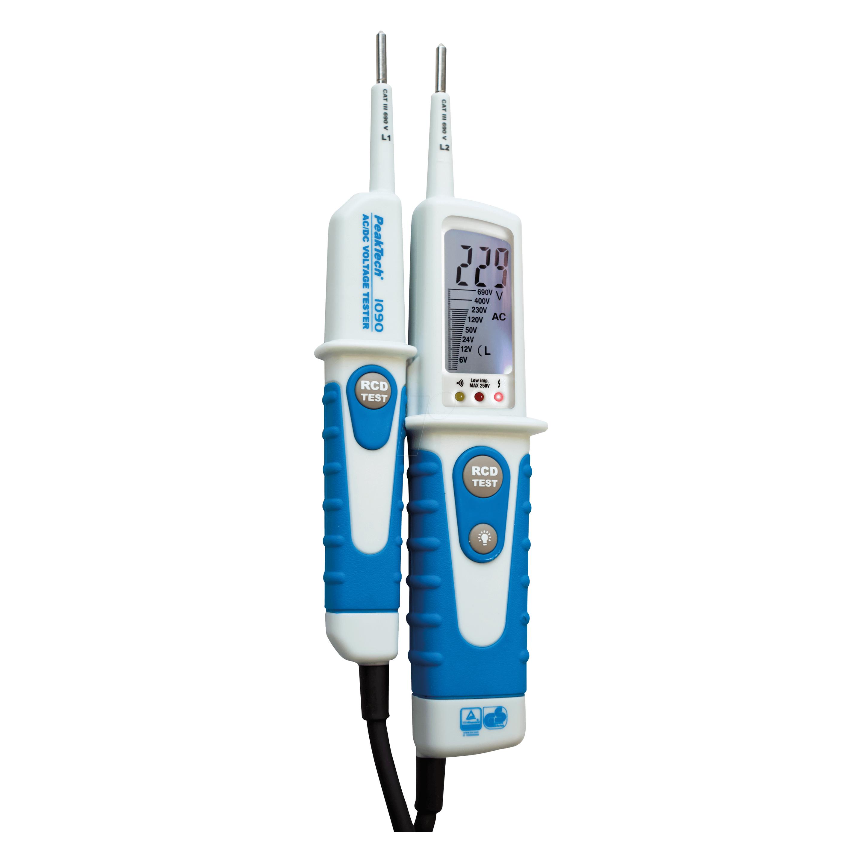 Peaktech P 1090 Zweipoliger AC/DC-Spannungsprüfer (CAT IV 600V, Spannungsprüfer) (P 1090)