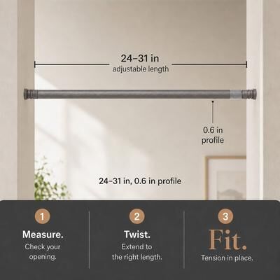 Evideco Adjustable Tension Rod No Tools Needed Lightweight Voile Curtains