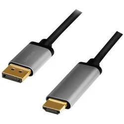 LogiLink Kabelis DisplayPort 4K (2 m), Videokabel, Schwarz, Grau