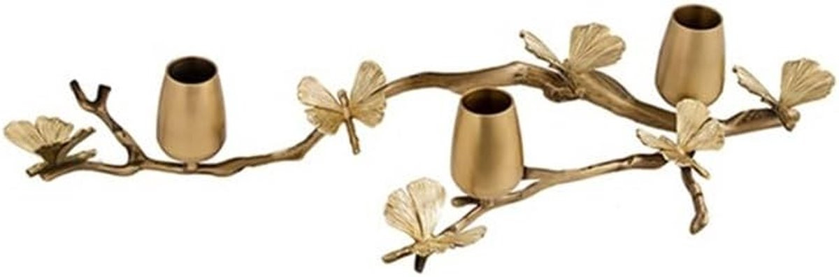 Decoratieve koperen kandelaar met 3 armen in vintage design