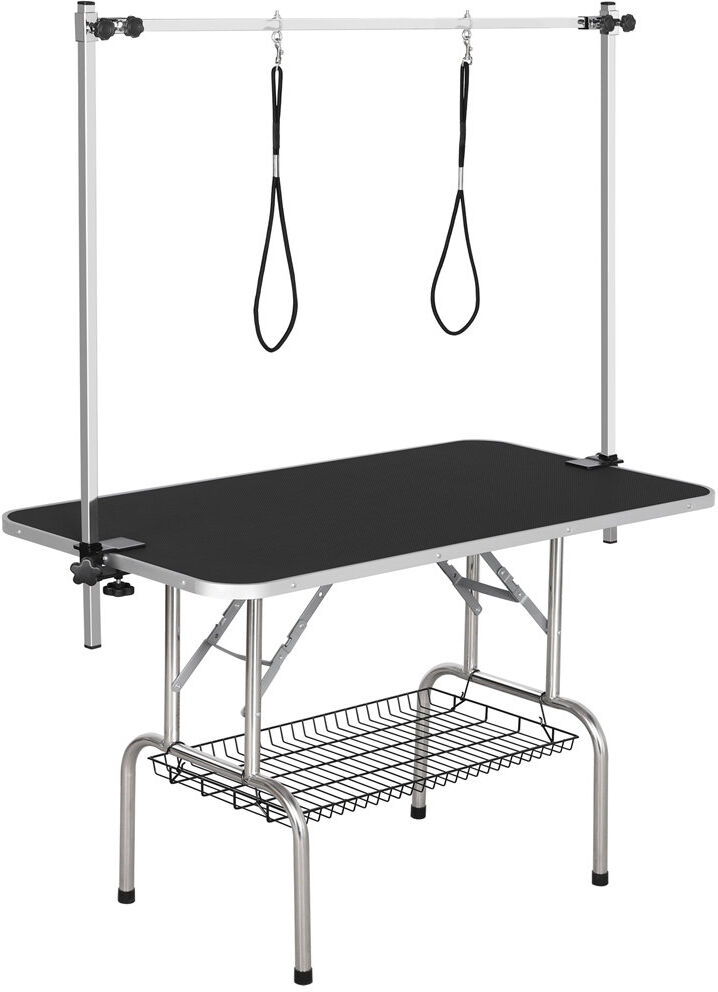Yaheetech 177cm H x 118cm W x 60.9cm D Adjustable and Foldable Dog Folding Grooming Table Black 177cm H X 118cm W X 60.9cm D