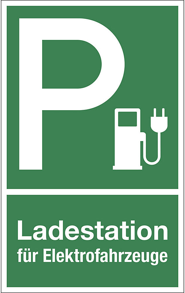 kaiserkraft Parkplatzkennzeichen, Kunststoff, P / Ladestation für Elektrofahrzeuge, LxH 250 x 400 mm