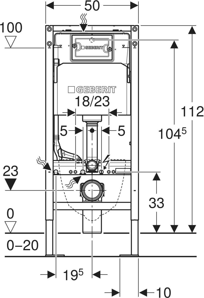 Bâti-support DUOFIX pour WC suspendu 112 cm avec réservoir à encastrer Delta 12 cm autoportant GEBERIT 457.565.00.3