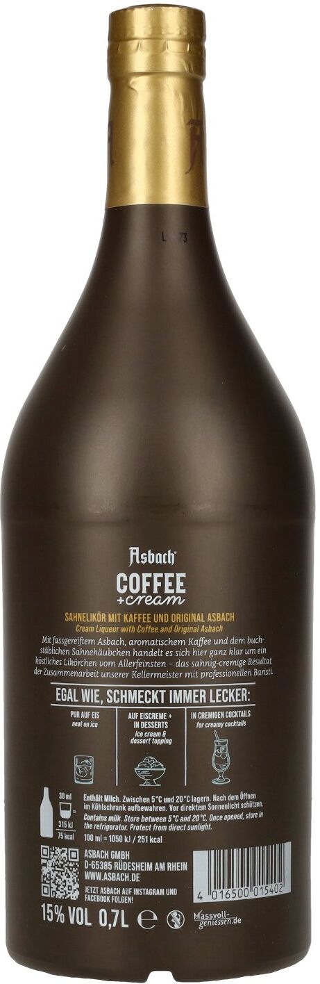 Asbach Coffee + Cream Likörchen 15% Vol. 0,7l