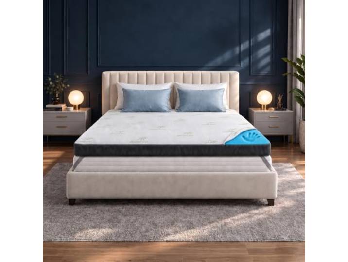 MKS Gel Topper 180x200 Matratzentopper H3 7cm Memory Foam Bambusbezug 3D macht harte Matratzen weich & bequem, ideal für Boxspring & Gästezimmer, rutschfeste Unterseite, luftig-frisch