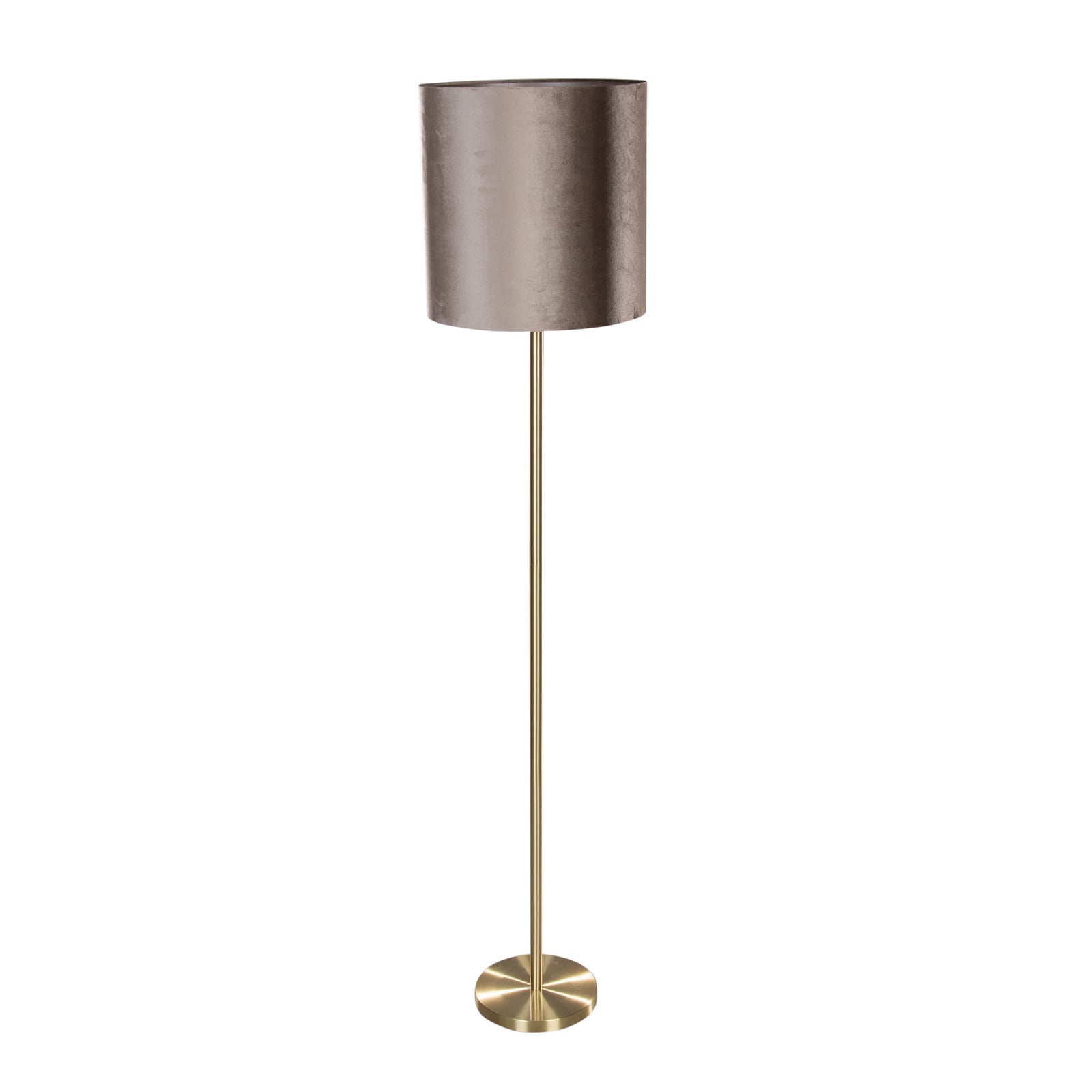 Qazqa Vloerlamp messing met taupe velours kap