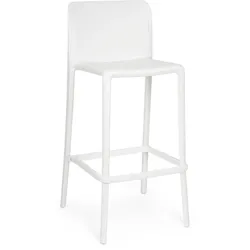 Barhocker Chloris 4er-Set aus Kunststoff, modernes Design, Weiß, UV-beständig, mit Fußstütze