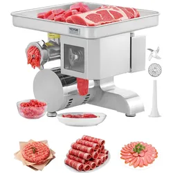 VEVOR 5 kg/Min elektrischer Fleischwolf Wurstfüller mit Klinge & Mahlplatte, Wurstmaschine gewerblicher Fleischwolf aus Edelstahl zum Schneiden, Zerkleinern und Würfeln, Restaurant-Metzger