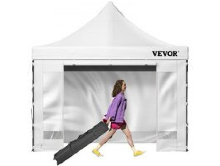 VEVOR Pavillon faltbar 3x3m Faltpavillon 240g PVC-beschichtetes Polyester Pop-Up-Pavillon 1,95-2,13m Einstellbar Partyzelt Festzelt Strandzelt Weiß für Hochzeiten oder andere kommerzielle Aktivitäten