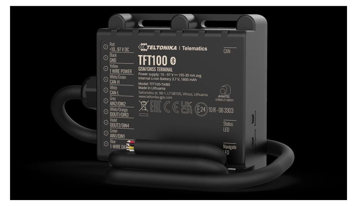 Teltonika TFT100 E-Forklift Plus Tracker met CAN-interface voor motorfietsen, Zwart