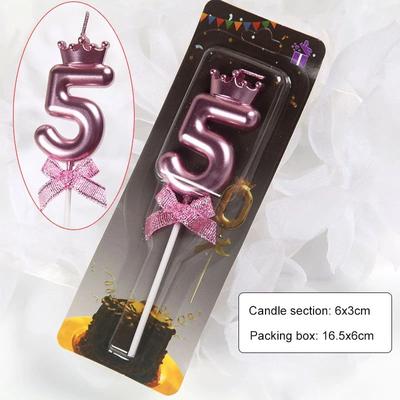 Uplift Treasures Rose Gold Crown Bow Number Birthday Candle 0 To 9 rose Gold 5