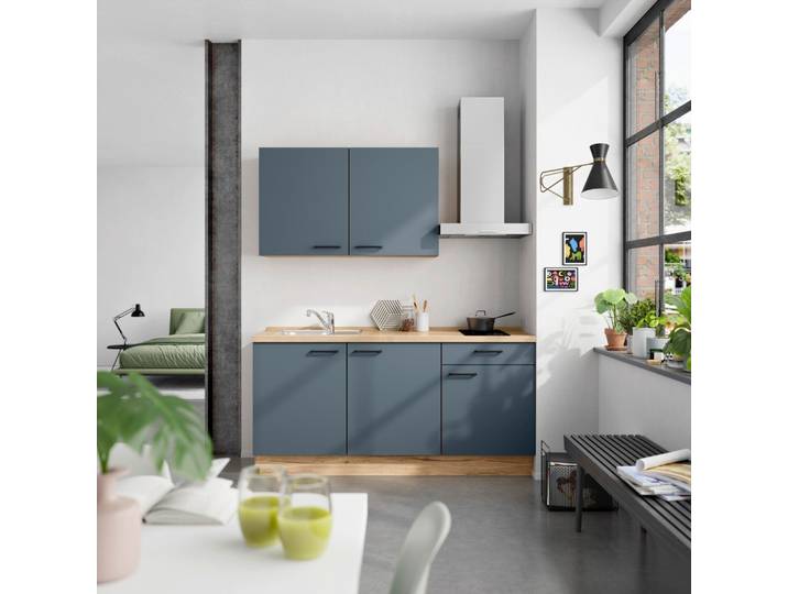 Küchenblock Easytouch Low m. Geräten Dunkelblau