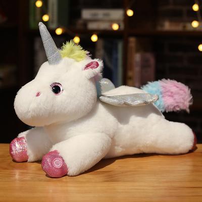 Tiny Tots Teens Trends Glowing Unicorn Pillow, LED Light Stuffed Plush Toy, Creative Luminous Cushion For Children, Great Gift For Girls white