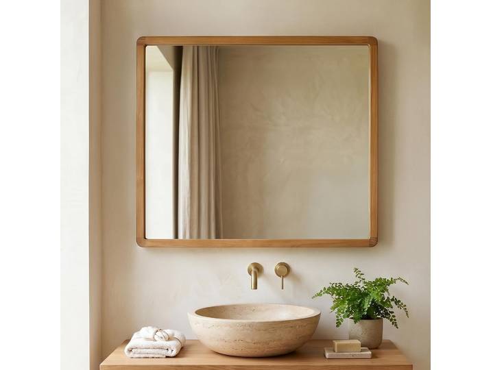 Miroir rectangulaire en bois de teck - Lalia