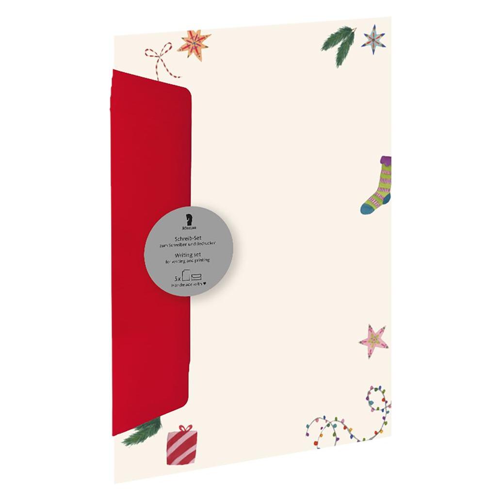 Rössler Papier RÖSSLER Briefpapier Set Weihnachten Weihnachtsaccessoires 5 Blatt/5 Briefumschläge DIN A4 (10 Stk.) (63912121)