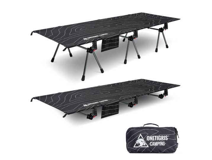 Lit de camping pliable OneTigris Supranubis en alliage d'aluminium ultraléger pour la randonnée, le backpacking, les voyages en voiture, le couchage